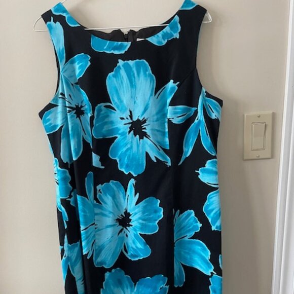 Laura -  sheath dress  - Floral Print - blue/Black - size 12 - Picture 1 of 7
